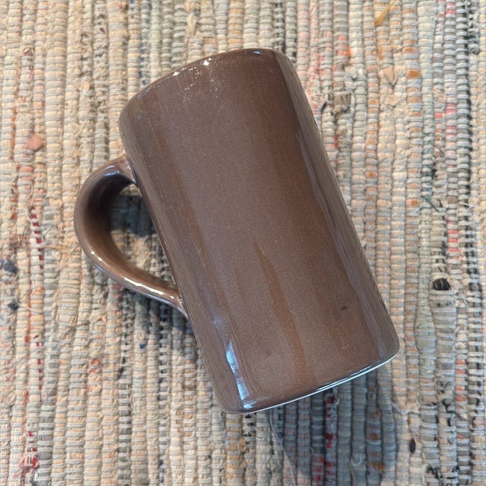 3 Pottery Barn Studio Coffee Mugs Cocoa Pattern 14oz Brown Latte - Picture 2 of 7